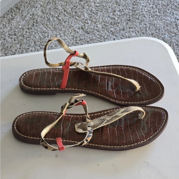 Sam Edelman Sandal Women 8/8.5 Gigi Mixed Animal Print Leather Cheetah Summer - Picture 5 of 10